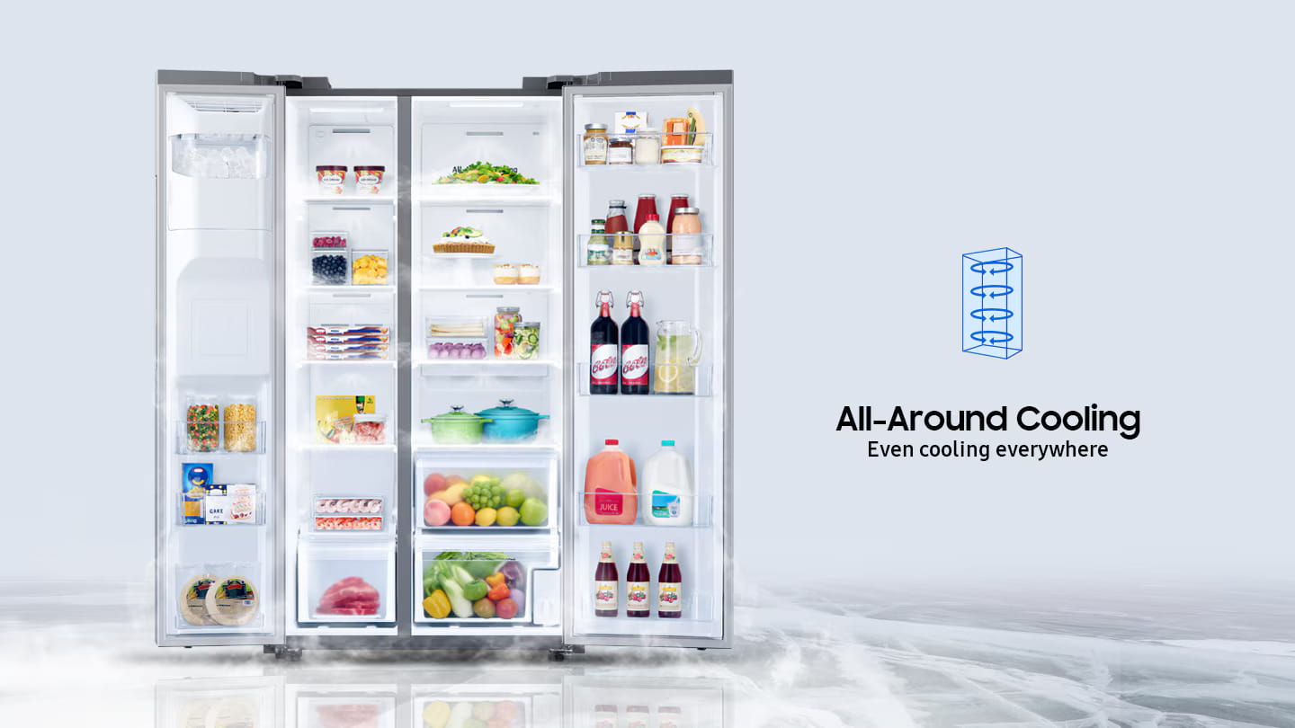 فناوری All-Around Cooling یخچال فریزر ساید بای ساید سامسونگ مدل RS80DG5402SLRE