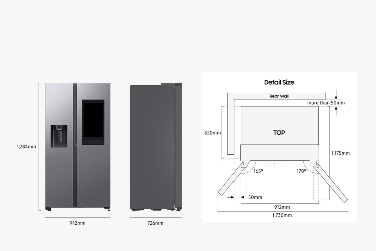 اندازه یخچال RS90F66B1FAE
